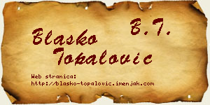 Blaško Topalović vizit kartica